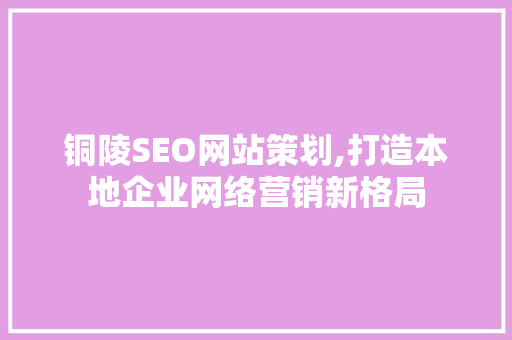 铜陵SEO网站策划,打造本地企业网络营销新格局