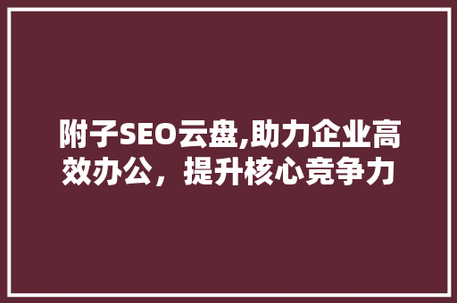 附子SEO云盘,助力企业高效办公，提升核心竞争力