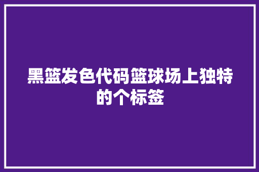黑篮发色代码篮球场上独特的个标签