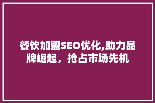 餐饮加盟SEO优化,助力品牌崛起，抢占市场先机