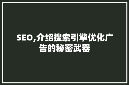 SEO,介绍搜索引擎优化广告的秘密武器