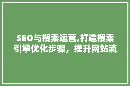 SEO与搜索运营,打造搜索引擎优化步骤，提升网站流量与品牌影响力