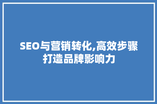 SEO与营销转化,高效步骤打造品牌影响力