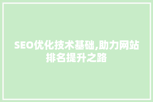 SEO优化技术基础,助力网站排名提升之路