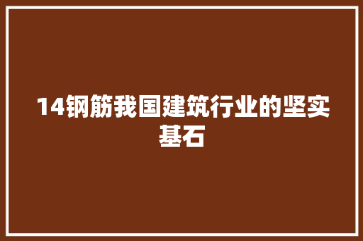 14钢筋我国建筑行业的坚实基石