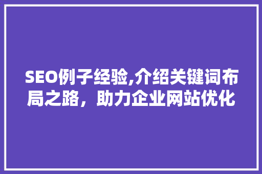 SEO例子经验,介绍关键词布局之路，助力企业网站优化
