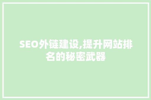SEO外链建设,提升网站排名的秘密武器