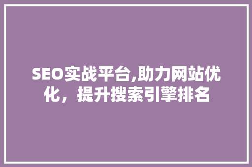 SEO实战平台,助力网站优化，提升搜索引擎排名