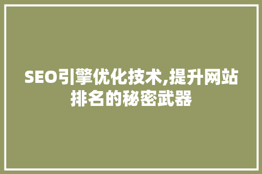 SEO引擎优化技术,提升网站排名的秘密武器