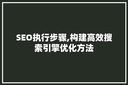 SEO执行步骤,构建高效搜索引擎优化方法