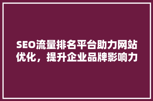SEO流量排名平台助力网站优化，提升企业品牌影响力