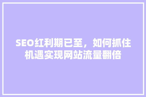 SEO红利期已至，如何抓住机遇实现网站流量翻倍