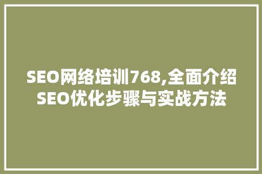 SEO网络培训768,全面介绍SEO优化步骤与实战方法
