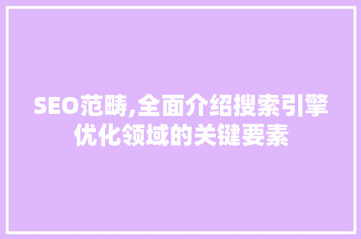 SEO范畴,全面介绍搜索引擎优化领域的关键要素