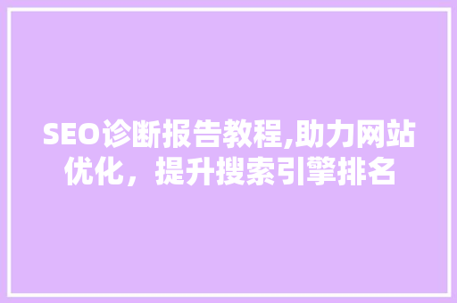 SEO诊断报告教程,助力网站优化，提升搜索引擎排名  第1张
