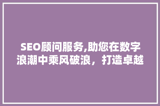 SEO顾问服务,助您在数字浪潮中乘风破浪，打造卓越网络品牌
