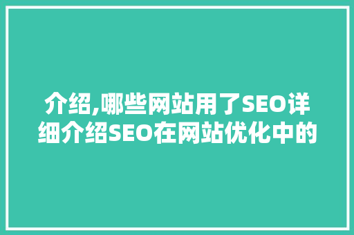 介绍,哪些网站用了SEO详细介绍SEO在网站优化中的应用  第1张
