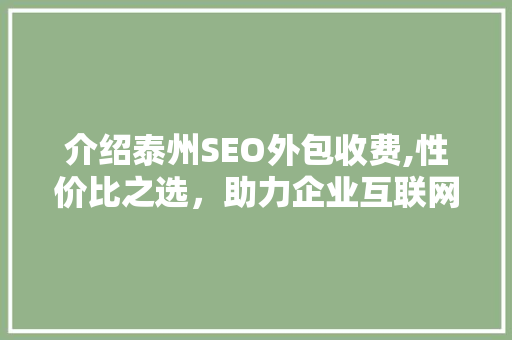 介绍泰州SEO外包收费,性价比之选，助力企业互联网营销