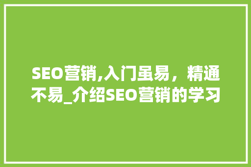 SEO营销,入门虽易，精通不易_介绍SEO营销的学习之路