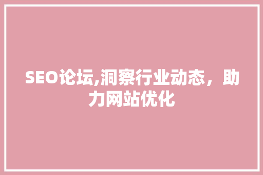 SEO论坛,洞察行业动态，助力网站优化