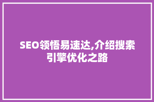 SEO领悟易速达,介绍搜索引擎优化之路