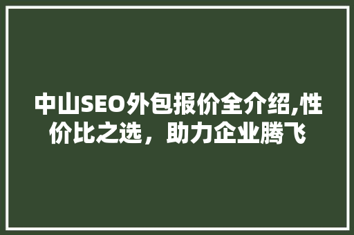 中山SEO外包报价全介绍,性价比之选，助力企业腾飞