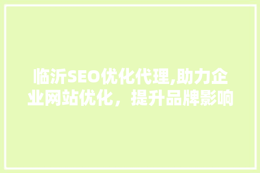 临沂SEO优化代理,助力企业网站优化，提升品牌影响力