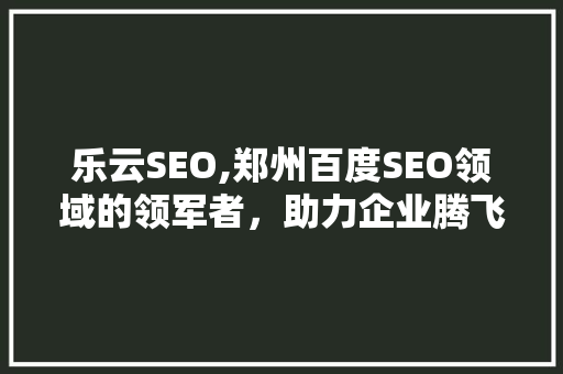 乐云SEO,郑州百度SEO领域的领军者，助力企业腾飞