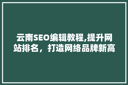云南SEO编辑教程,提升网站排名，打造网络品牌新高度