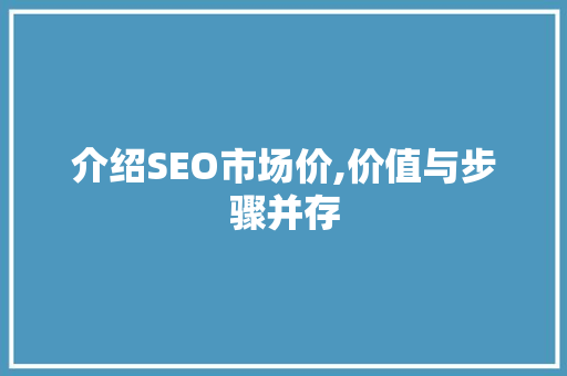 介绍SEO市场价,价值与步骤并存