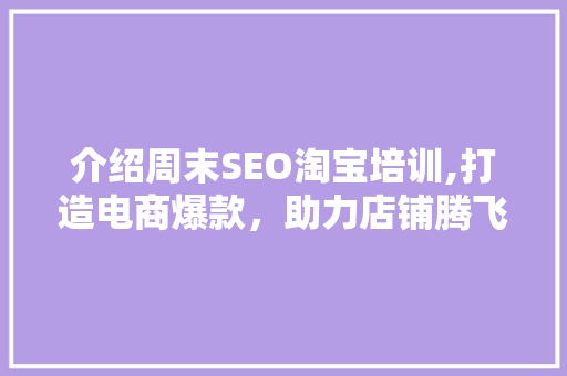 介绍周末SEO淘宝培训,打造电商爆款，助力店铺腾飞