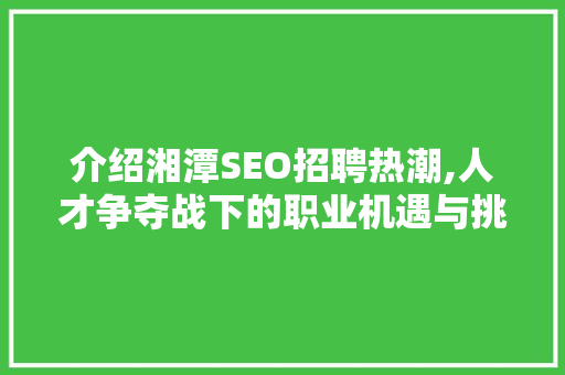 介绍湘潭SEO招聘热潮,人才争夺战下的职业机遇与挑战