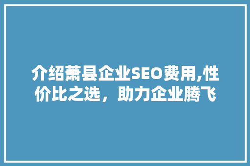 介绍萧县企业SEO费用,性价比之选，助力企业腾飞  第1张