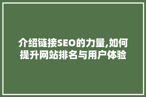 介绍链接SEO的力量,如何提升网站排名与用户体验