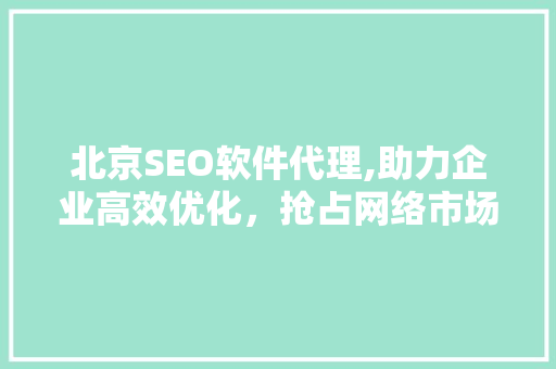 北京SEO软件代理,助力企业高效优化，抢占网络市场先机