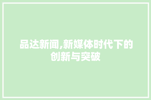 品达新闻,新媒体时代下的创新与突破