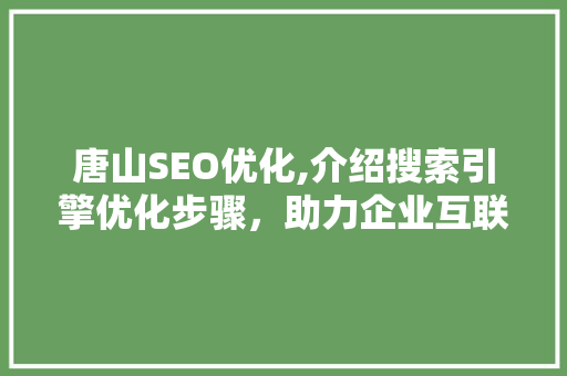 唐山SEO优化,介绍搜索引擎优化步骤，助力企业互联网腾飞