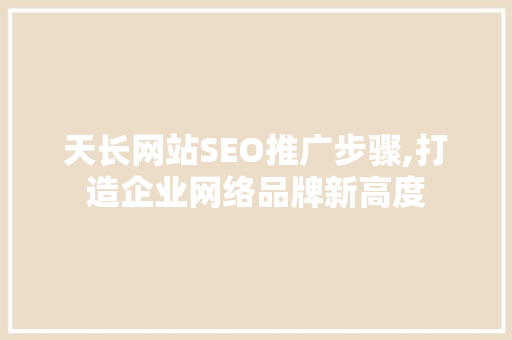 天长网站SEO推广步骤,打造企业网络品牌新高度