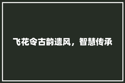 飞花令古韵遗风，智慧传承
