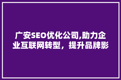 广安SEO优化公司,助力企业互联网转型，提升品牌影响力