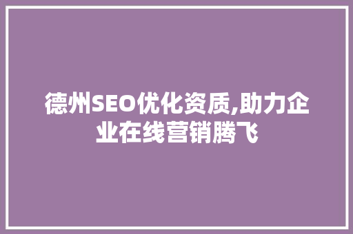 德州SEO优化资质,助力企业在线营销腾飞