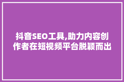 抖音SEO工具,助力内容创作者在短视频平台脱颖而出