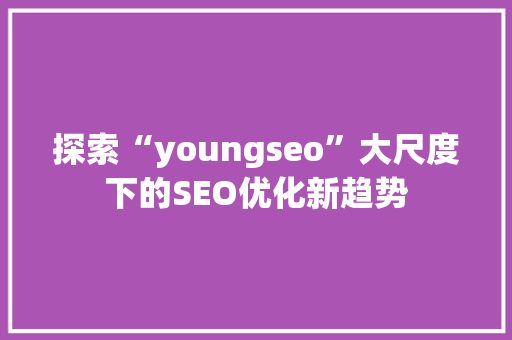 探索“youngseo”大尺度下的SEO优化新趋势