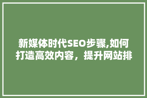 新媒体时代SEO步骤,如何打造高效内容，提升网站排名  第1张