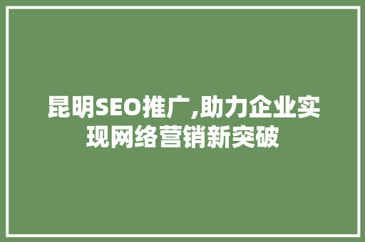 昆明SEO推广,助力企业实现网络营销新突破