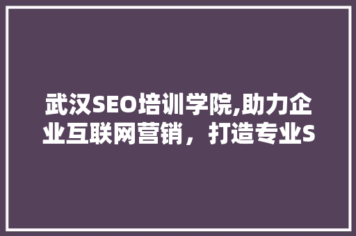 武汉SEO培训学院,助力企业互联网营销，打造专业SEO人才摇篮