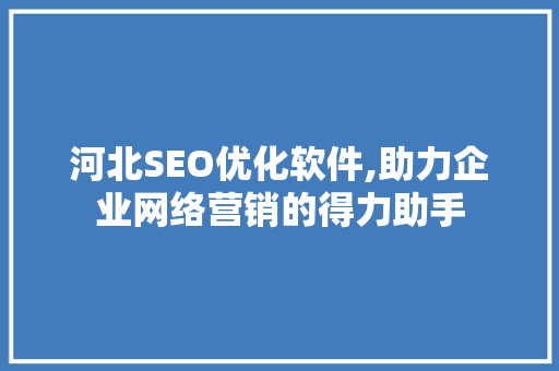 河北SEO优化软件,助力企业网络营销的得力助手
