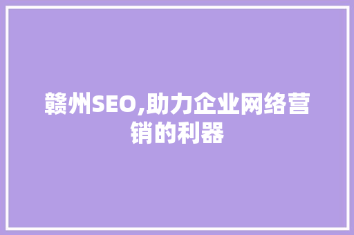 赣州SEO,助力企业网络营销的利器