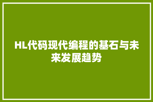 HL代码现代编程的基石与未来发展趋势
