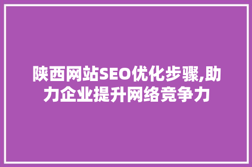 陕西网站SEO优化步骤,助力企业提升网络竞争力